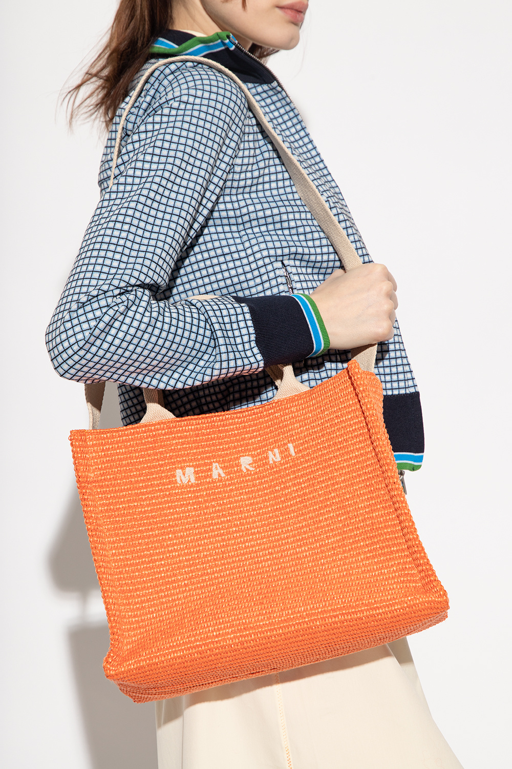 Marni debossed-logo crossbody bag - Orange Shopper bag with logo